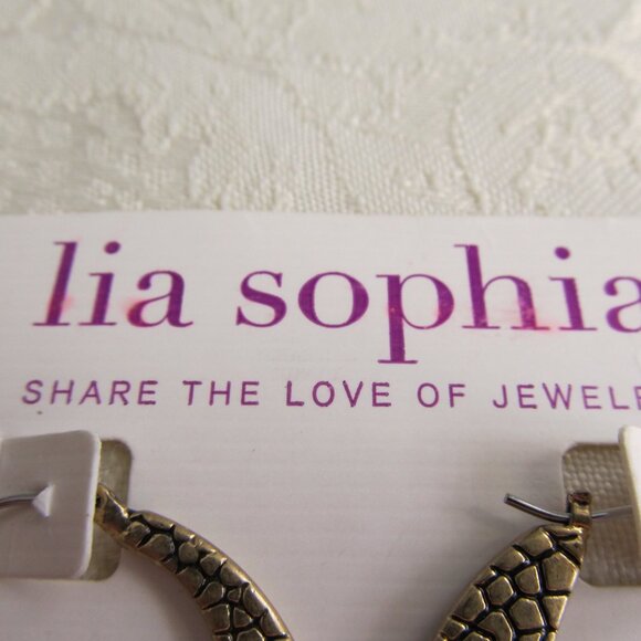 NWT Lia Sophia Hoop Earrings Gold Tone & Enamel - Picture 5 of 6